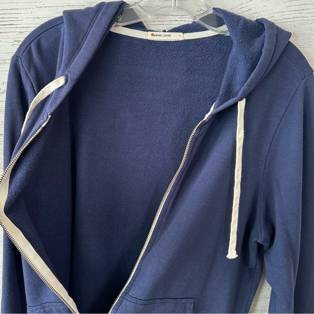 MARINE LAYER Afternoon Full Zip Hoodie Women’s Large Navy Sweatshirt - Picture 7 of 10